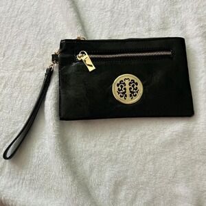 Vegan Leather Black Wristlet 8.5"x5.5". EUC